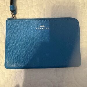 Coach Vibrant Blue Leather Wristlet
